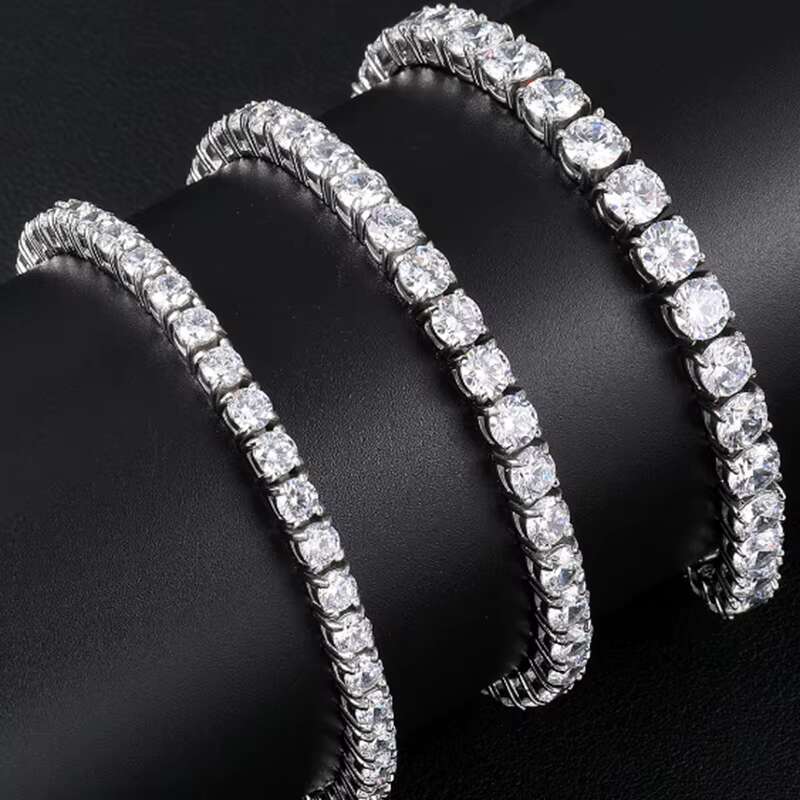 Hot Sale Sterling Women Men Bling 3mm Iced Out CZ Diamond Tennis Bracelet in Silver Jewelry