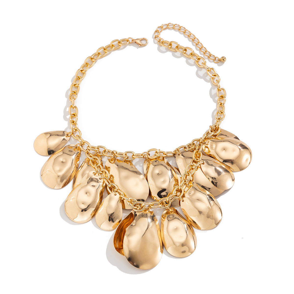 Fashion Jewelry Water Drop Tassel Exaggerated Layered Niche Geometric Pendant Necklace Clavicle Chain