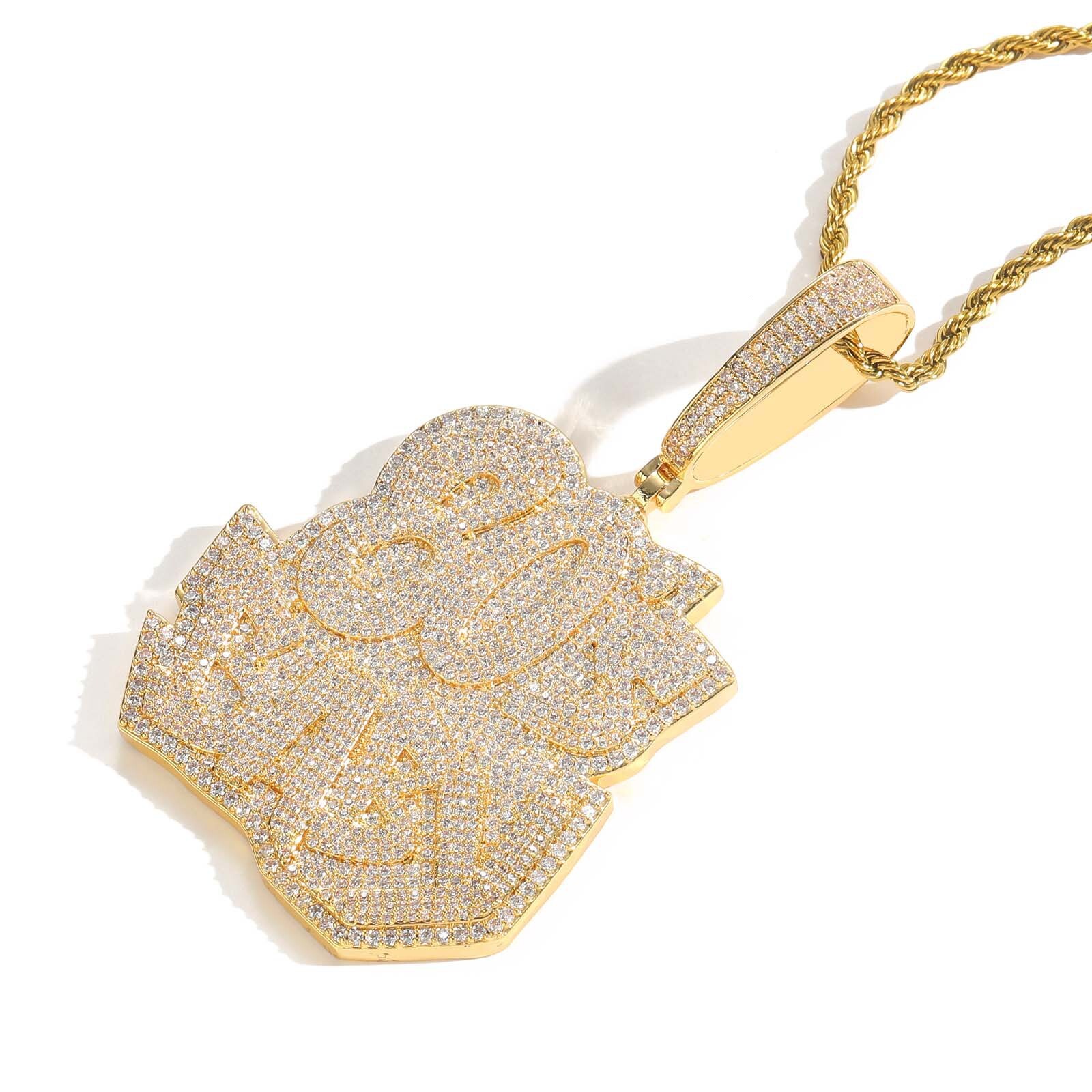 Luxury Moissanite Alphabet Pendant Punk Hip Hop Necklace Ice Out Bling Labubu Accessory Pass the diamond tester