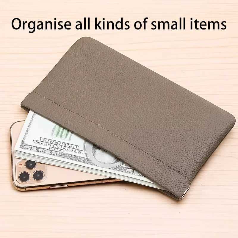 Real Cowhide LG Wallet Passport Drivers License Document Holder Data Cable Cosmetic Bag Storage Wallets for Women XJ250624