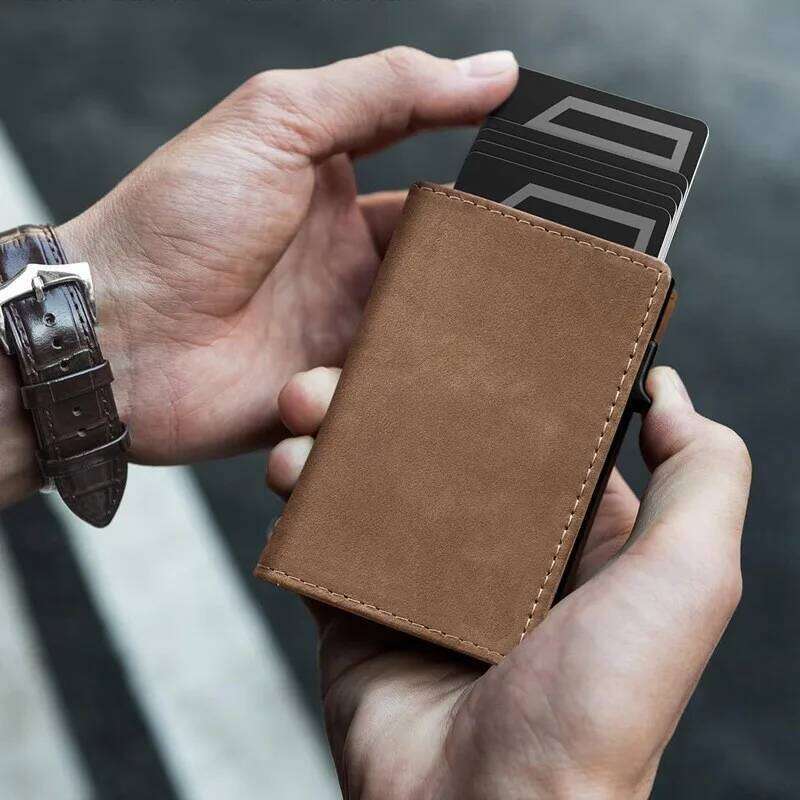 YATBEST Men's RFID Anti-Theft Three Fold Wallet Ultra-Thin With Zipper Coin Pocket Credit Clip Brush Anti-Magnetic Card Bag