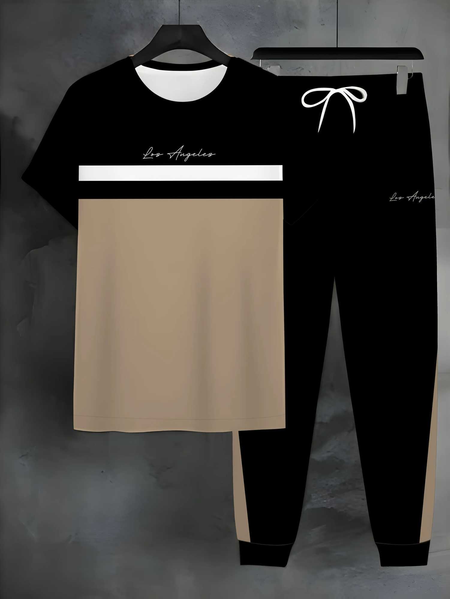 2025 Summer Fashion Mens Set 3D printed short-sleeved and long Pants 2-piece set breathable and lightweight W250624