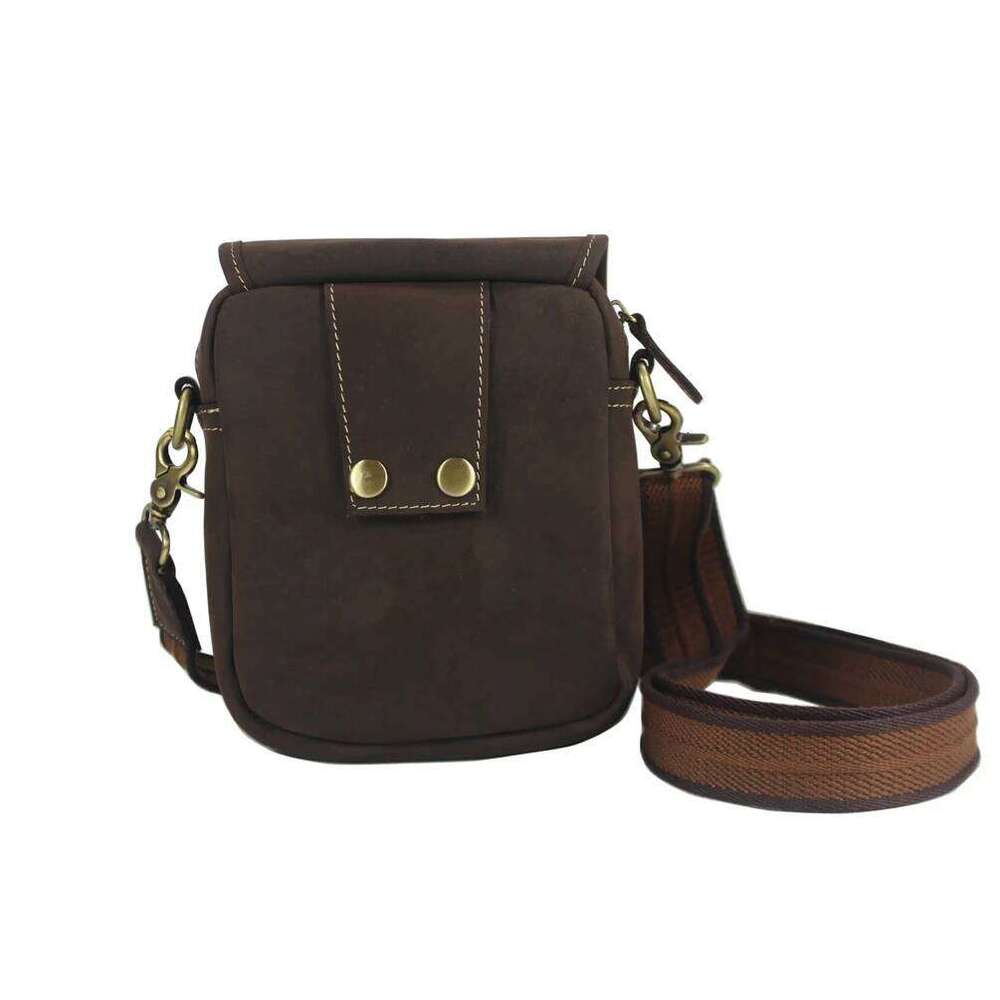 Vintage Crazy Horse Men's Messenger Genuine Leather Shoulder Bag For Man Crossbody Small Sling Casual Bag Brown