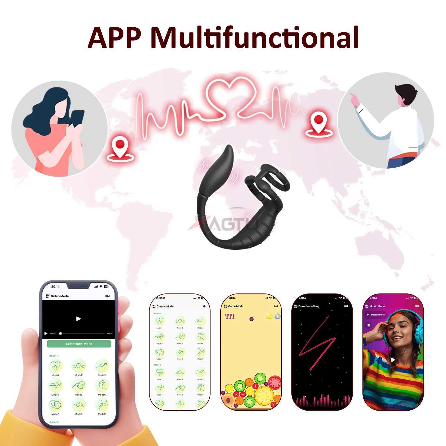 APP Control Vibrating Butt Plug Cock Ring for Men Prostate Massager for Gay Anal Vibrator Penis Ring Adult Sex Toy for Men W250624