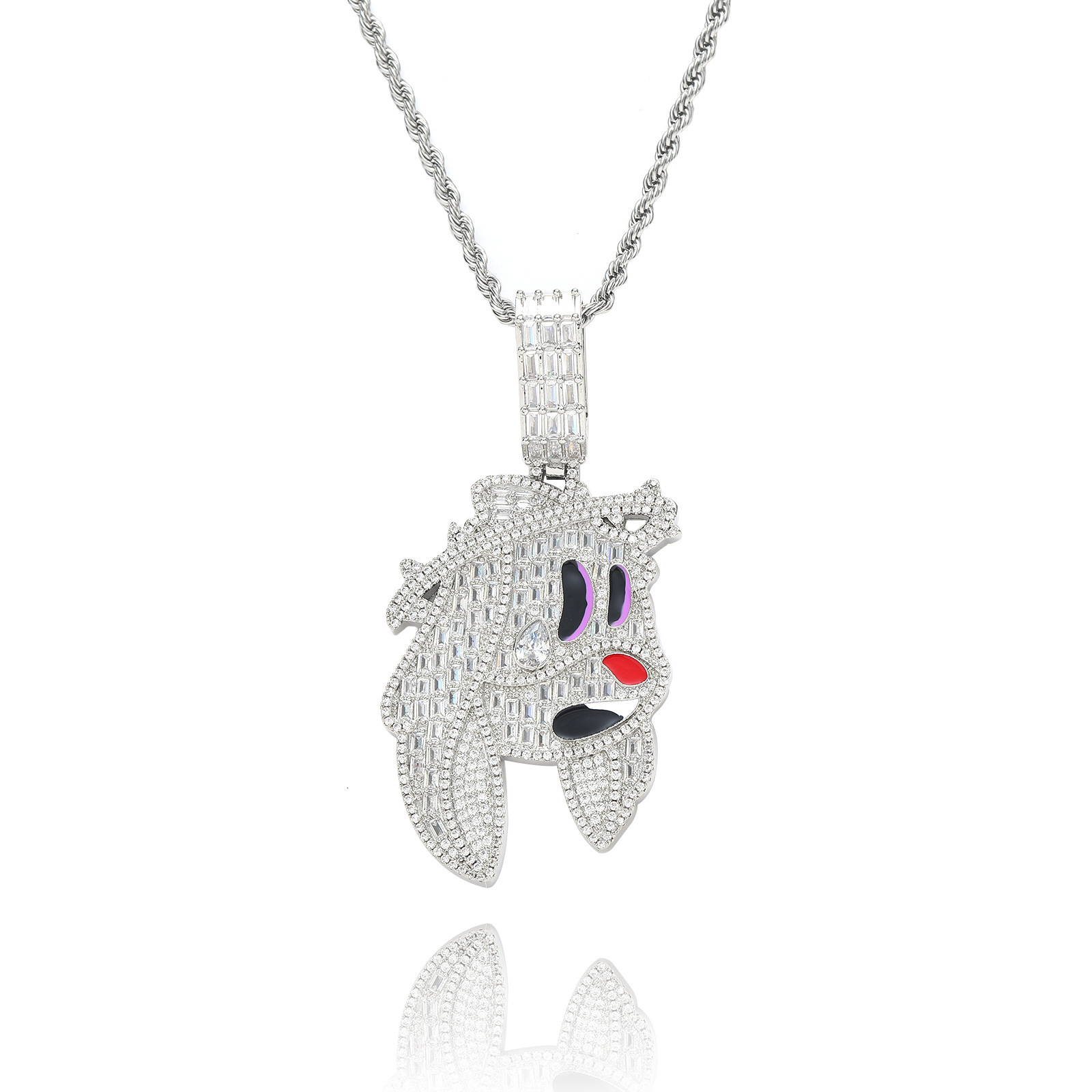 New Arrival Cartoon Bunny Pendant Iced Out Hip Hop Swag Men's Moissanite Jewelry Labubu Chain Pass the diamond tester