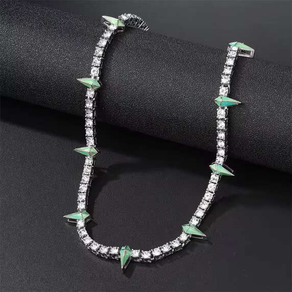 Colorful Hip Hop Street Style Tennis Chain Necklace Stylish Moissanite Jewelry