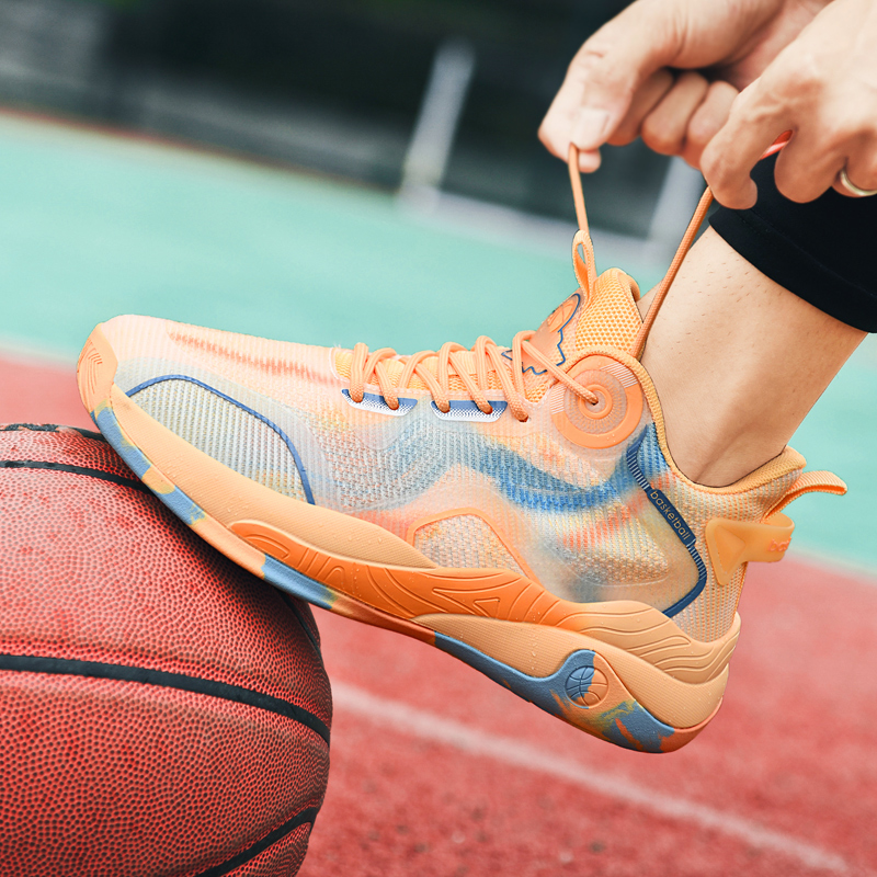 8877-Men's High Top Basketball Shoes Chinese Breathable Anti-slip Outdoor Sports Shoes Fitness Training Sneakers