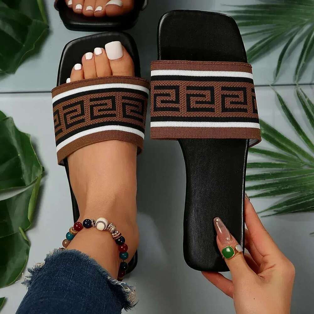 Designer Slide Womens: Simple Cloth Covered Flat Sandals for Outdoor Casual Wear