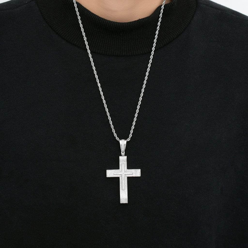 New Arrival Cross Hip Hop Pendant Iced Out Real Gold Luxury Moissanite Religious Jewelry Pass the diamond tester