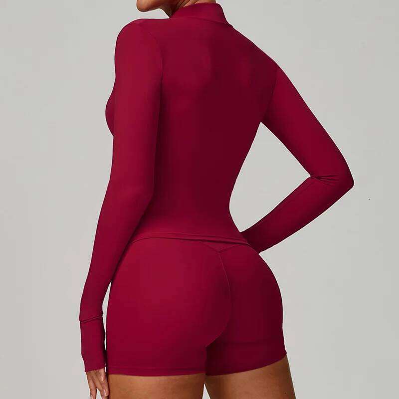 Women's Zipper Jacket Seamless Clothes Long Sleeved Fiess Coat Yoga Crop Tops with Thumb Holes Gym Workout Shirts