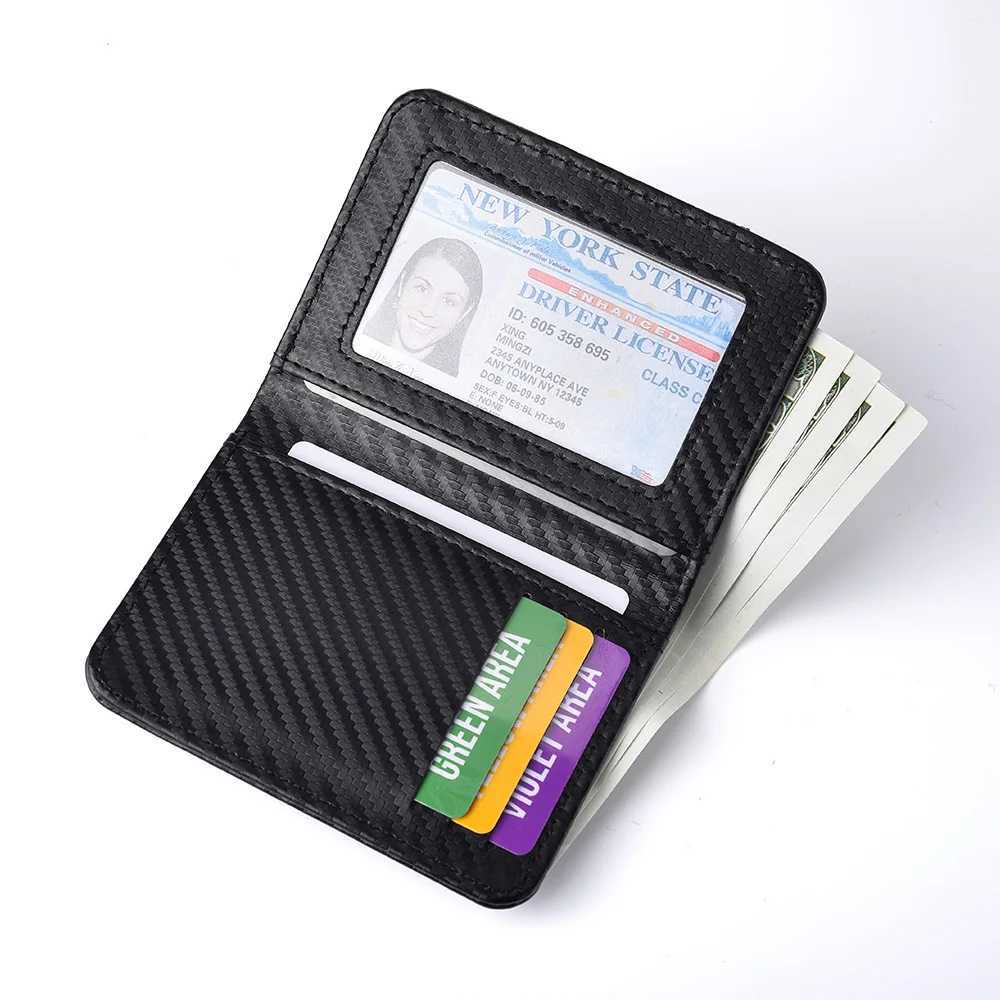 Ultra-Slim Carb Fiber Wallet - Modern Minimalist Design with ID Window Multiple Card Slots - Durable PU Material PolymerXJ250624