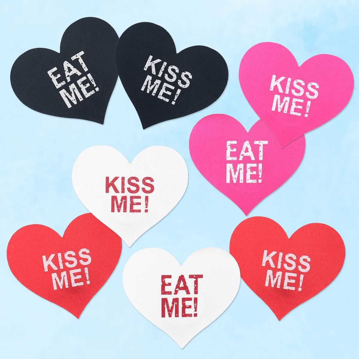 2Pairs Sexy KISSME Breast Patch Satin Red Heart-Shaped Breathable Disposable Luminous Nipple Covers Sexy Toy For Women WholesaleW250624