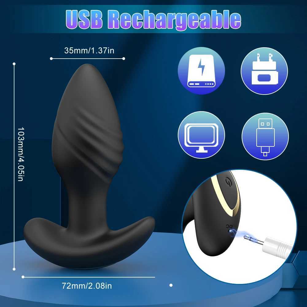 Rotation Anal Vibrator 9 Mode Butt Plug APP Remote Control Anal Sex Toy for Men Vibrating Prostate Massager Anal Plug Adult Game W250624