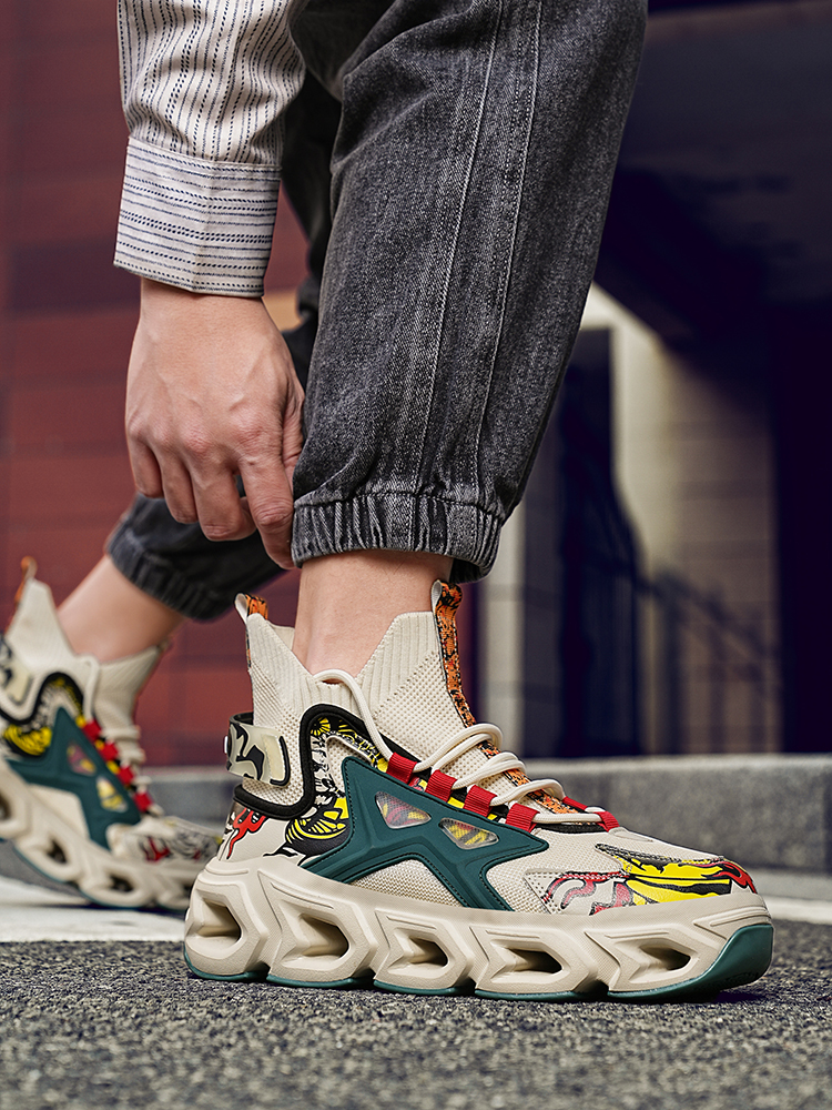 2427-Boys Gaobang Basketball Shoes Flying Mesh Breathable Men's Basketball Sneakers Anti-Slip Running Shoes Breathable Walking Shoes