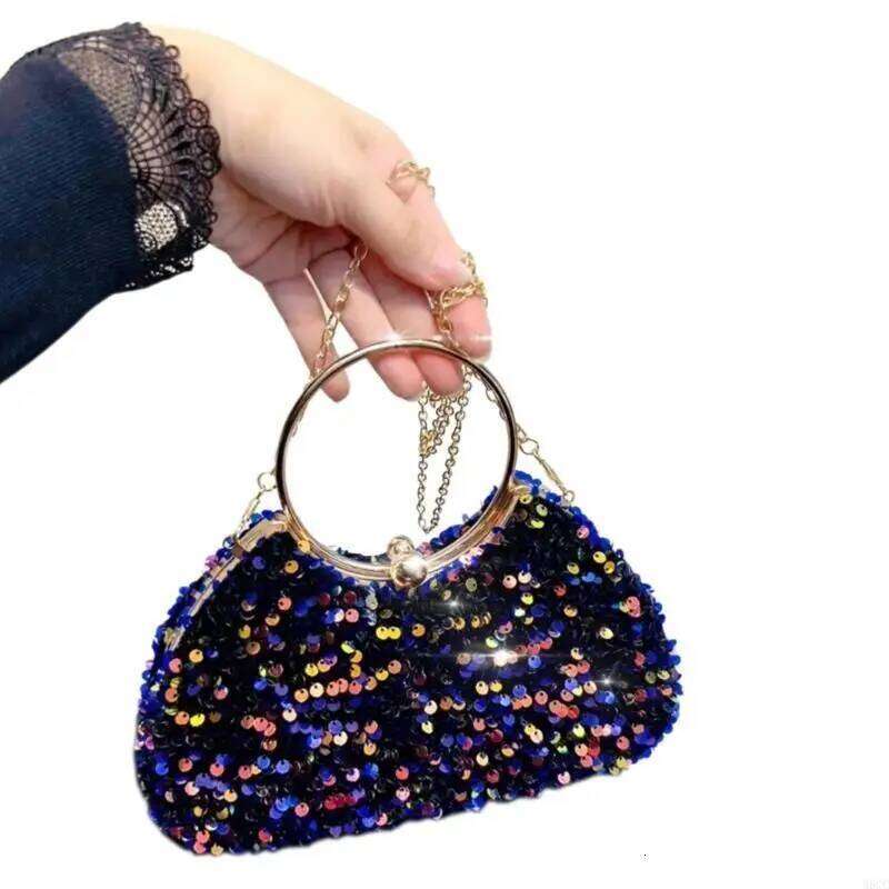 M6cc Trendy Sequined Clutch Bag Ladies Evening Purse For Parties And Dinner