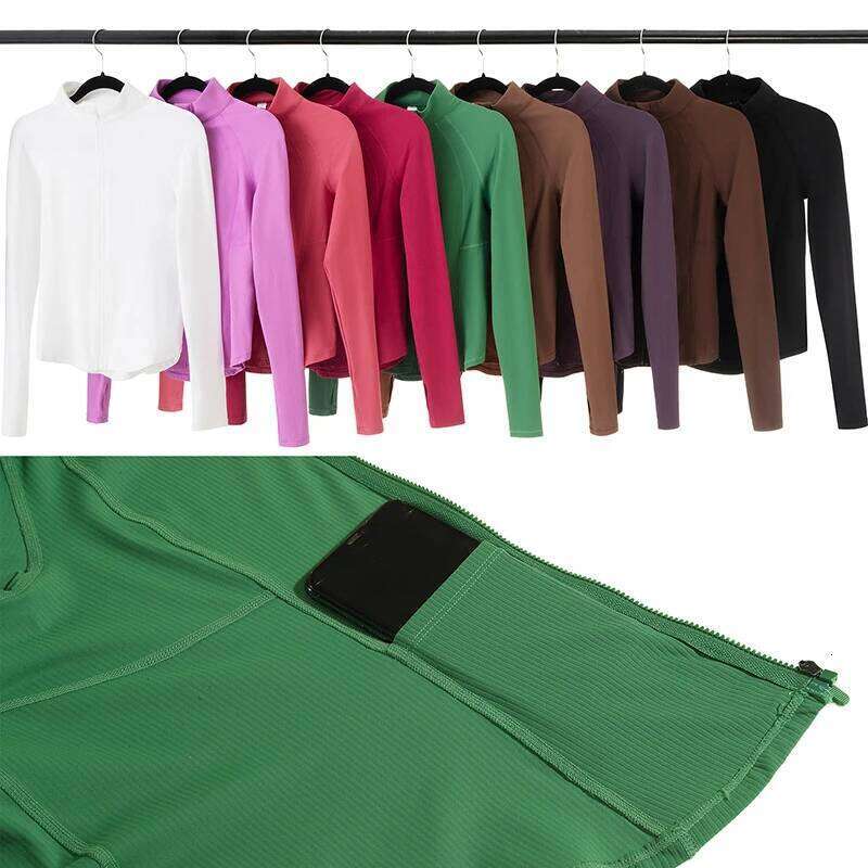 Women Outdoor Running Jacket Solid Color Long Sleeve Gym Coat Slim Fit Sports Zipper Top Female Workout Clothes Sportswear