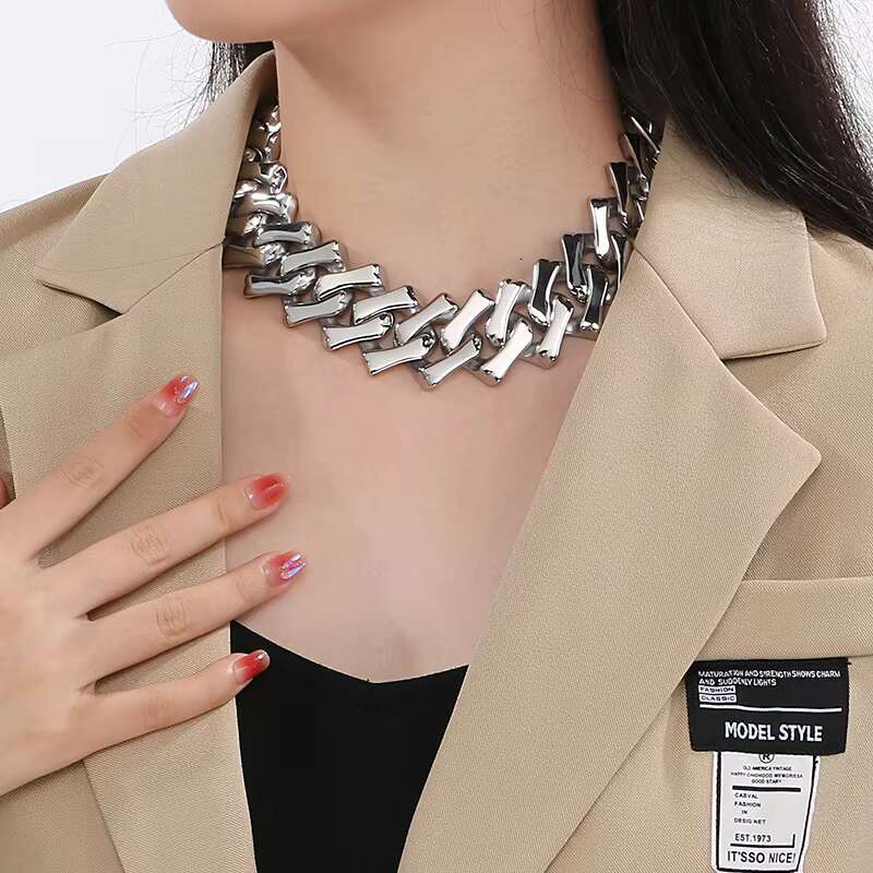 In Stock Diamond Shape 32MM Smooth Heavy Luxury Gold Plated Cuban Chain Link Necklace Bracelet Jewelry Set for Men