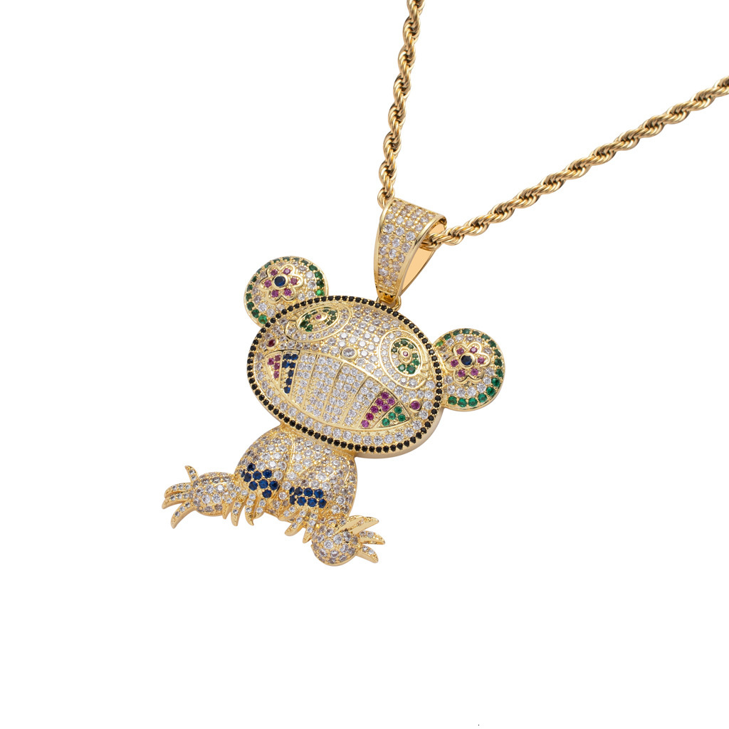 Hip Hop Necklace Colorful Frog Iced Out Pendant Unique Trendy Accessory Pendant Moissanite Pass the diamond tester