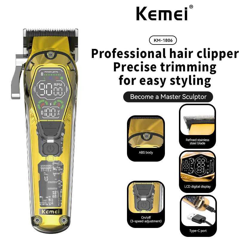 Kemei KM-1806 transparent body professional hair clipper three-speed adjustable rechargeable mens hair clipperXJ250624