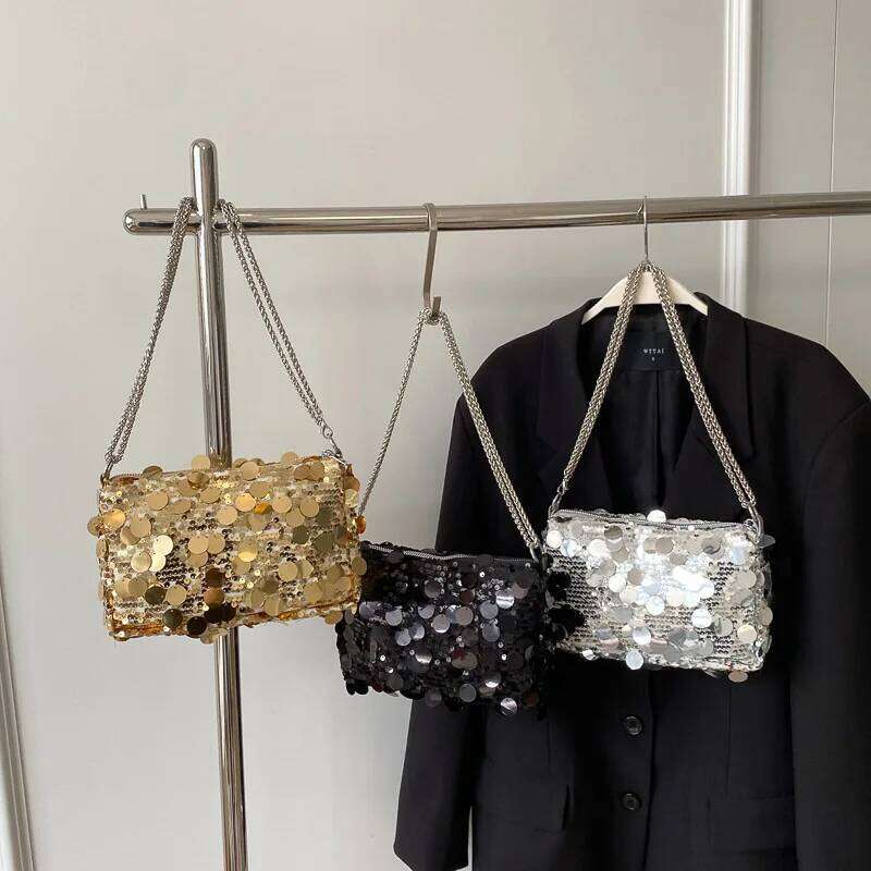 Gold Sequined Party Purse Eevning Women Summer Fashion Mini Small Satchel Lady Girl Versatile Crossbody Phone Bag