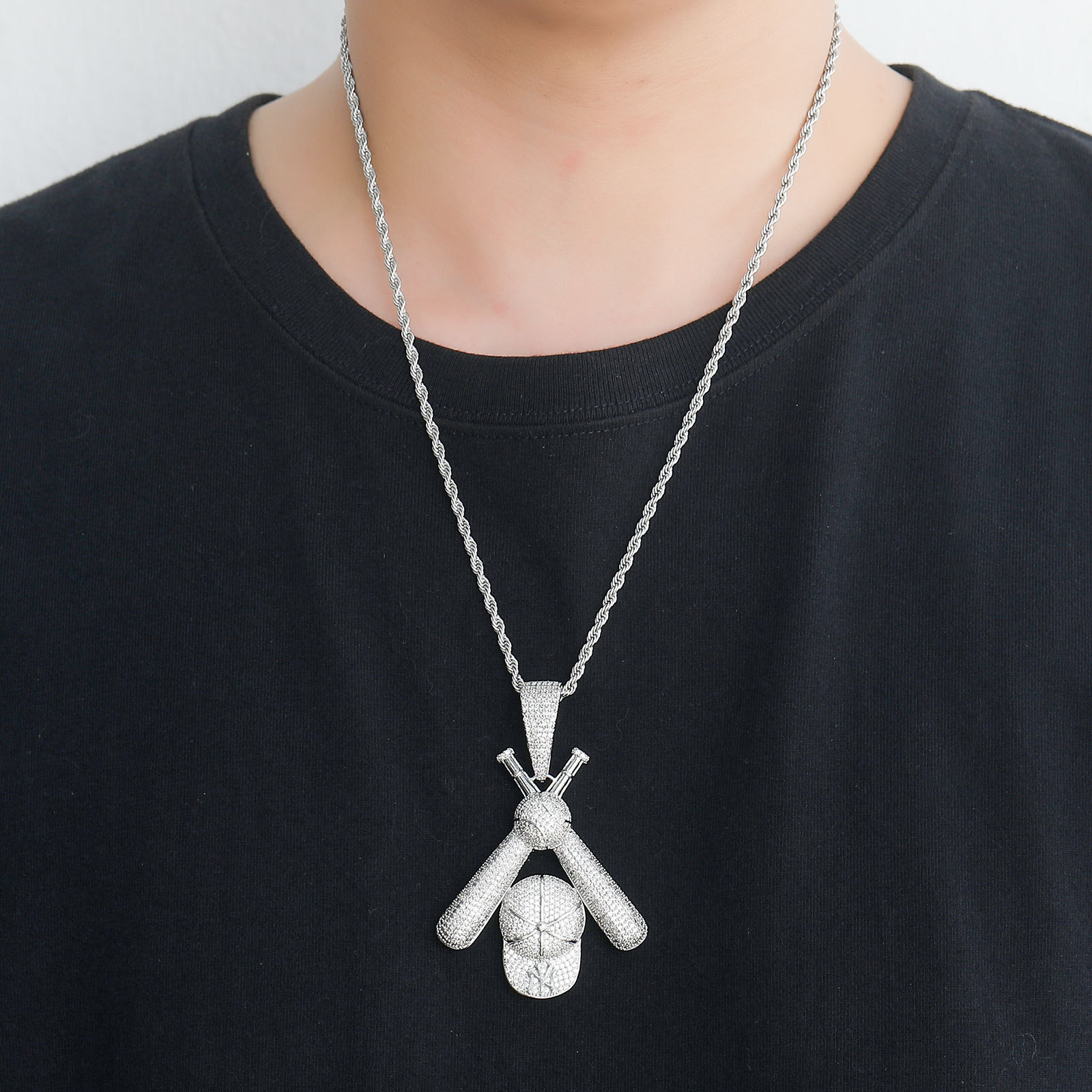 New Style Necklace Hip Hop Baseball Cap Pendant Iced Out 18K Gold Swag Trendy Men Bling Moissanite Jewelry Pass the diamond tester