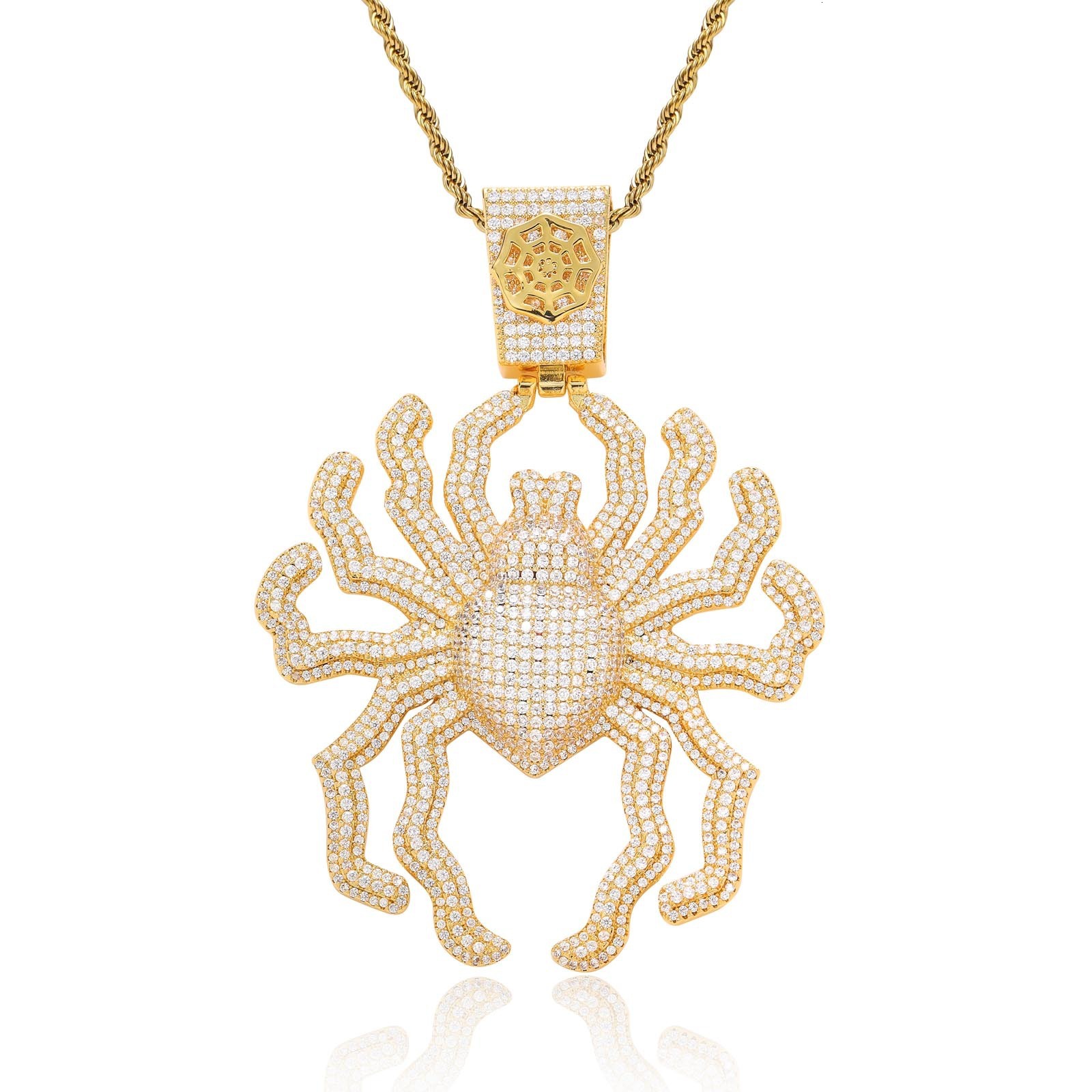 Luxury Moissanite New Arrival Hip Hop Oversized Spider Pendant Diamond Studded Trendy Personalized Men's Necklace Pass the diamond tester