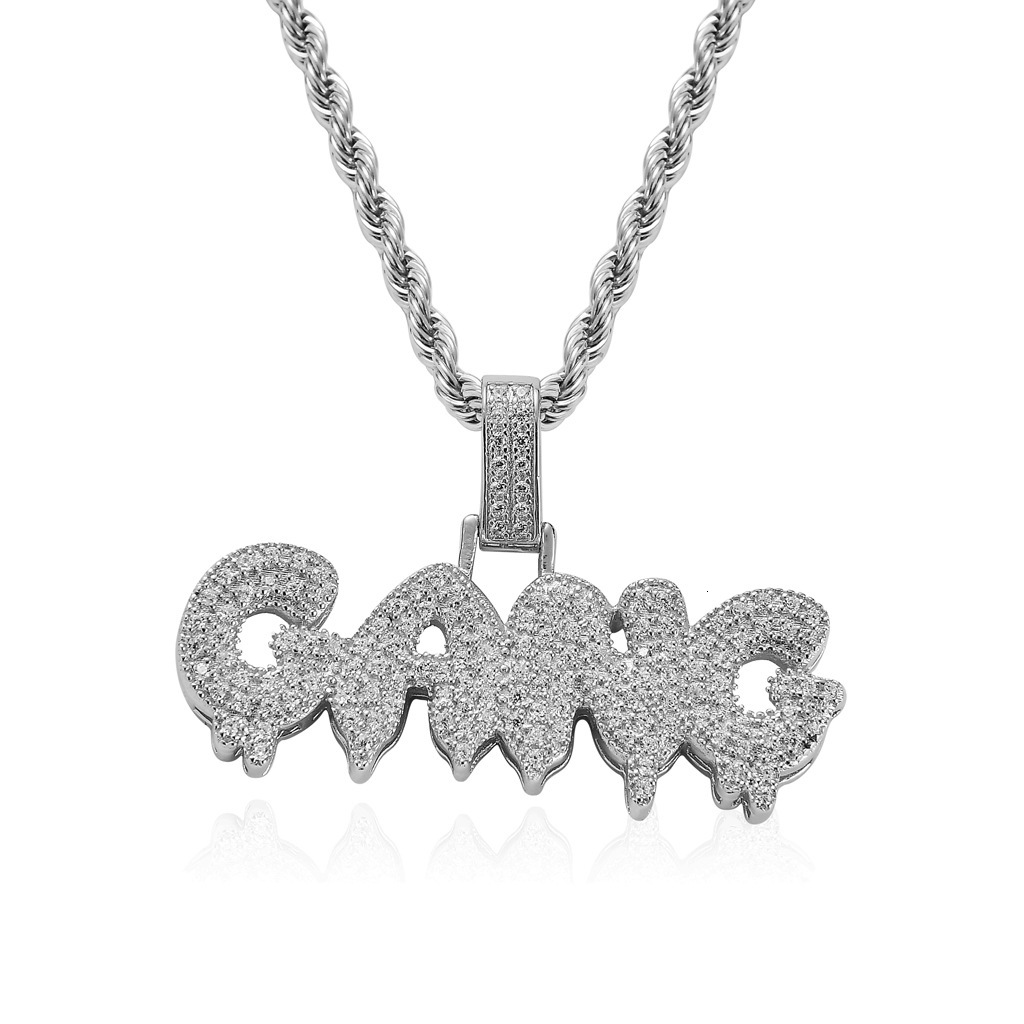 Luxury Moissanite Bling Iced Out Letter Hip Hop Pendant Diamond Studded Trendy Necklace Accessory Pass the diamond tester