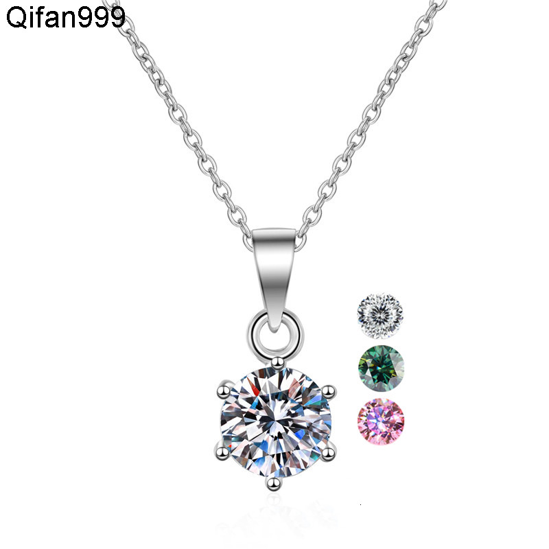 Classic Six Claw Moissanite Jewelry Luxury Collar Chain White Gold Plated 925 Sterling Silver 1ct 5ct Diamond Pendant Necklace