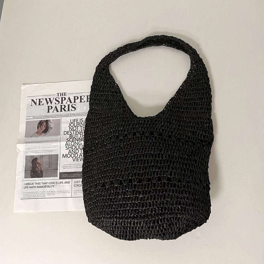 Bohemian Woven Beach Paper Rope Straw Shoulder Bag Summer Crochet Handbag Half Moon Shopper Purse Travel Soft Hobos Bags NEW