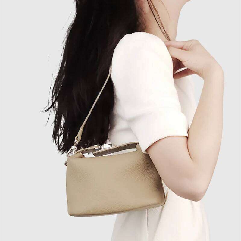 Genuine Leather Designer Handbag Women 2025 Trend New High Quality Grain Cowhide Fashion Sier Lock Small Shoulder Bag