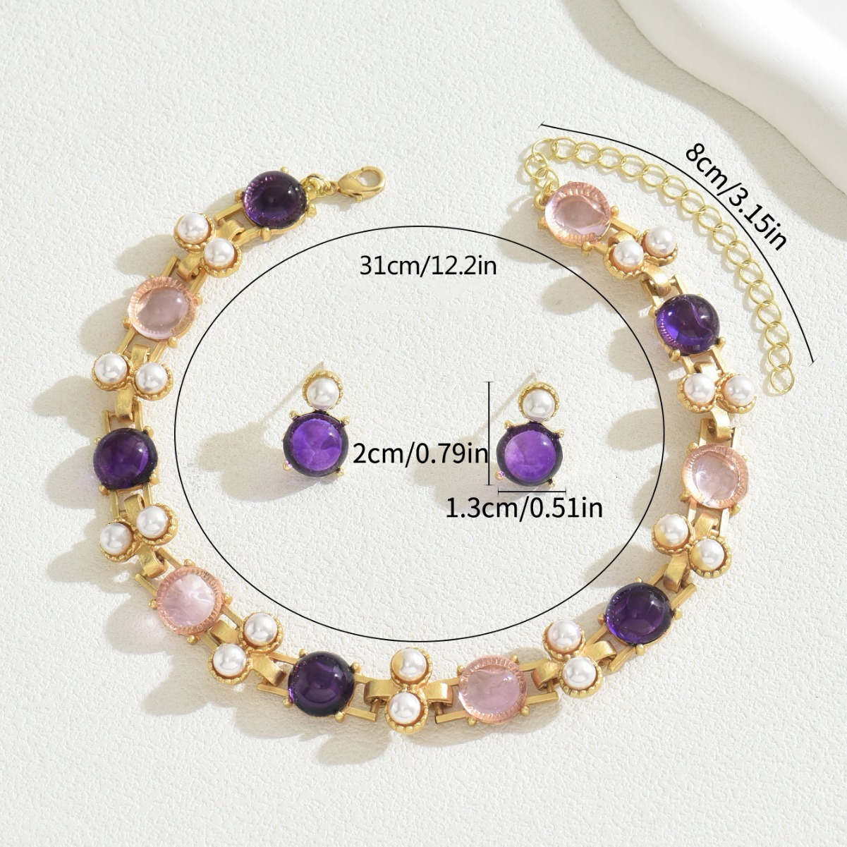 Korean And Japanese Sweet Fresh Inlaid Women's Earrings Jewelry Set Design Necklace Choker