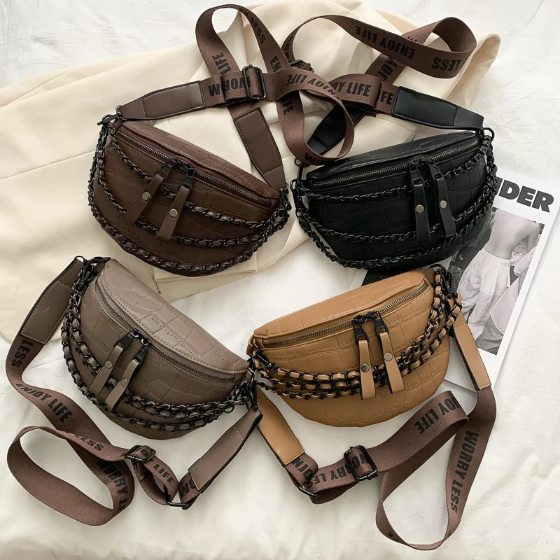Womens Waist Bag High Quality Leather Chest Bag Fashion Chain Waist Pack Ladies Crossbody Bags Fanny Pack 250623