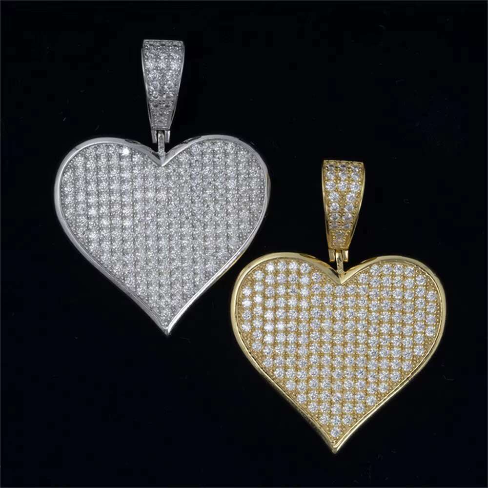 Heart VVS Moissanite S925 Pendant Iced Out Necklaces for Men Pass Diamonds Tester Moissanite Heart Pendant Necklaces With GRA