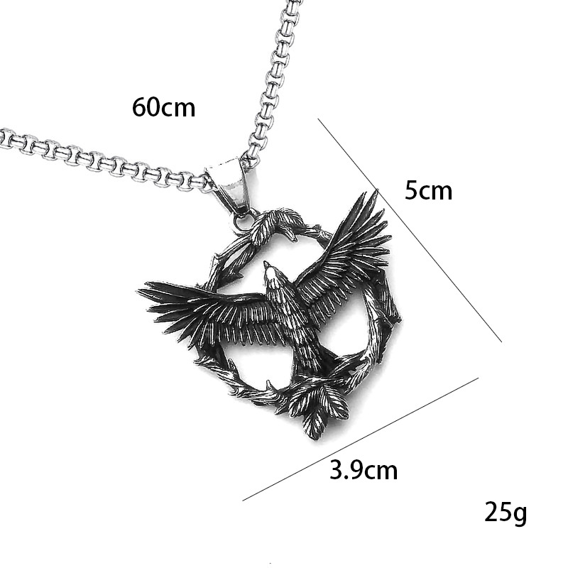 New Stainless Steel Eagle Pendant European and American Foreign Trade Retro Titanium Mocking Bird Necklace Jewelry