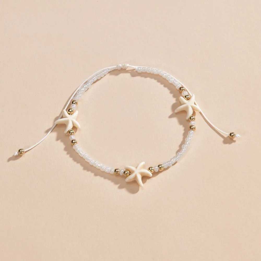 Cute Sea Star Anklet Trendy Beaded Weaving Starfish Anklets For Women Rope Chain Ankle Bracelet Beach Jewelry Summer Accessories U250624