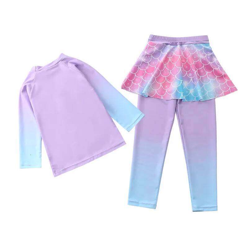 Swimsuit for Girls Two Pieces Unicorn Children's Bathing Beach Swimwear Skirted Surf Pants Leggins Set Girls' Swimming Suit