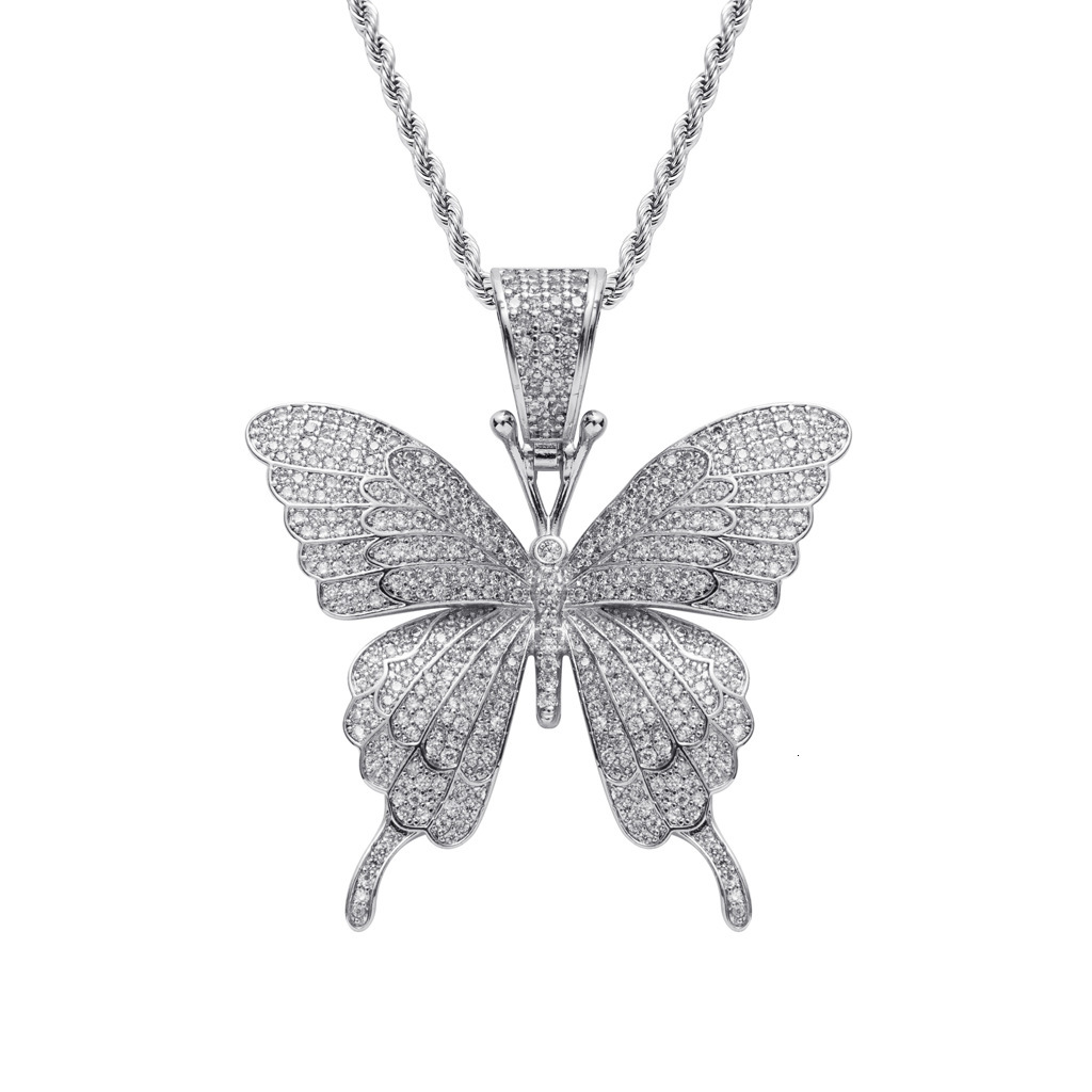 Luxury Hip Hop Jewelry Butterfly Pendant Iced Out Unique Trendsetter Top Grade Moissanite Necklace Pass the diamond tester