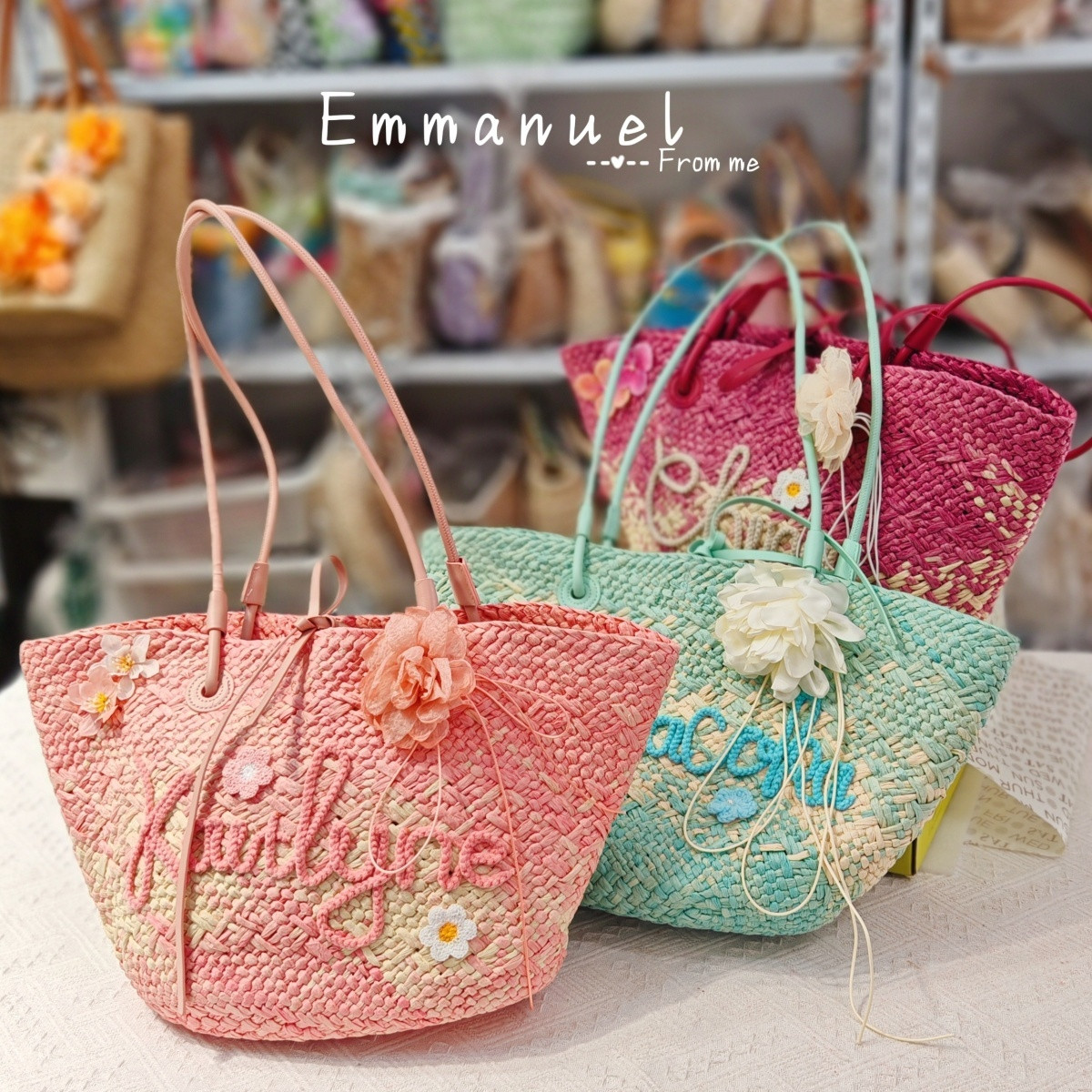 Free Shipping Straw Knitted Purses and Handbags Women Shoulder Bags Straw Woven Side Bag for Ladies Woman Handbag Beach Bag10