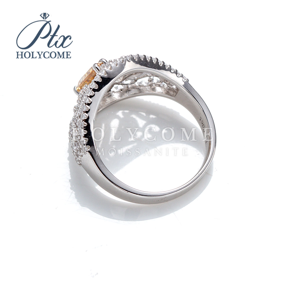 Classic Fine Jewelry 1Ct Moissanite Pear Champagne 925 Sterling Silver Wedding Ring Rhodium Plated Parties Anniversaries Ring for Women