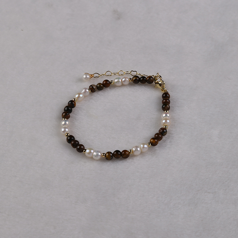 Elegant Handmade Bracelet Featuring Freshwater Pearls and Stones Customizable Fit