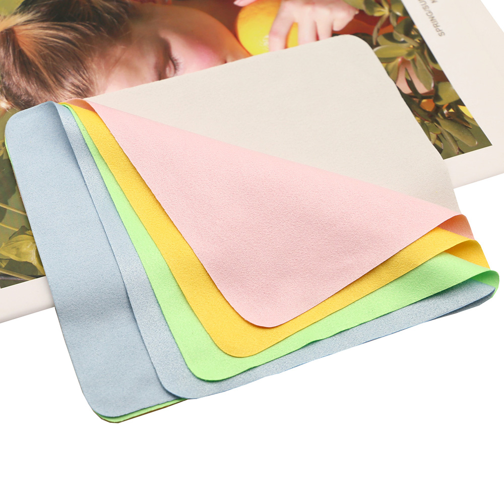 Wholesale Black Beige Suede Glasses Cloth Custom Logo Digital Printing Microfiber Lens Sunglasses Cleaning Cloth