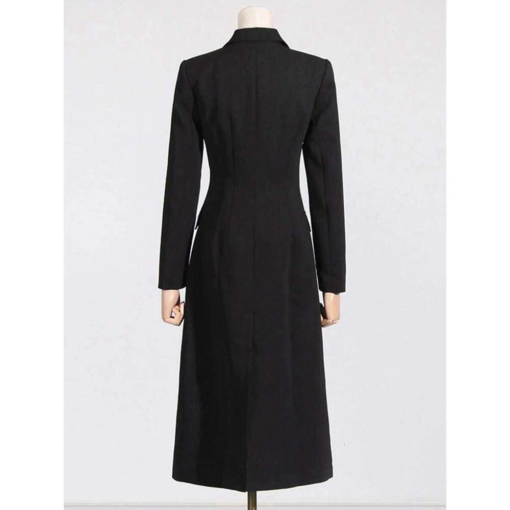 VGH Hollow Out Elegant Solid Jackets For Women Lapel Long Sleeve High Waist Spliced Pockets Temperament Coats Female Fahsion New