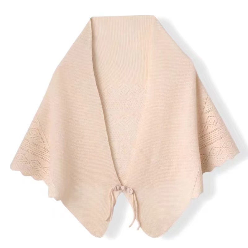 K1124 Cashmere shawl for women, hollow knitted air-conditioning fashionable button scarf, warm cervical shoulder guard cape, small shawl