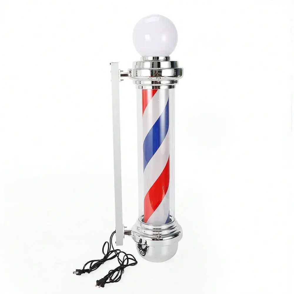 32 Barber Pole LED Light Red White Blue Rotating Stripes Metal Hair Salon Shop W250624