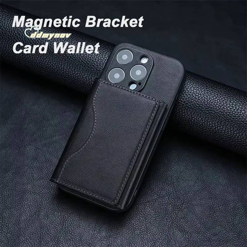 Powerful Magnetic Leather Wallet Magsafe 16 Max for IPhone 15 14 Pro Card Holder Phone Pouch Protective Case ddmynov