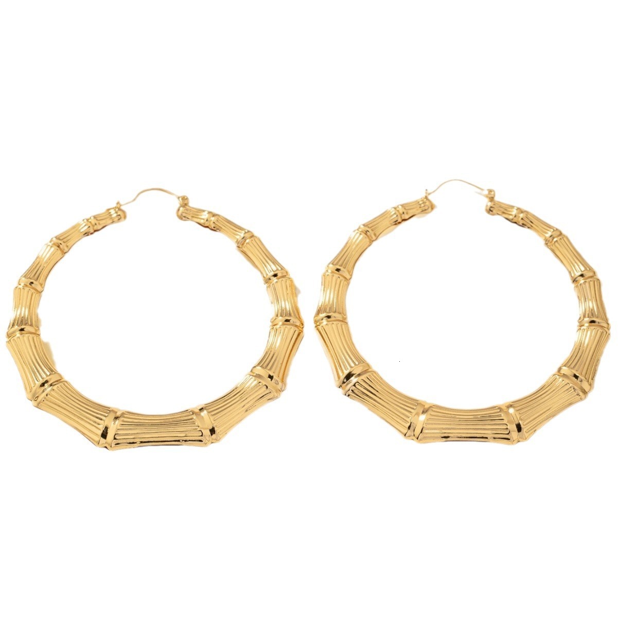 Unique Women's Earrings Hip Hop Circle Bamboo Studs Exaggerated Design Ear Jewelry