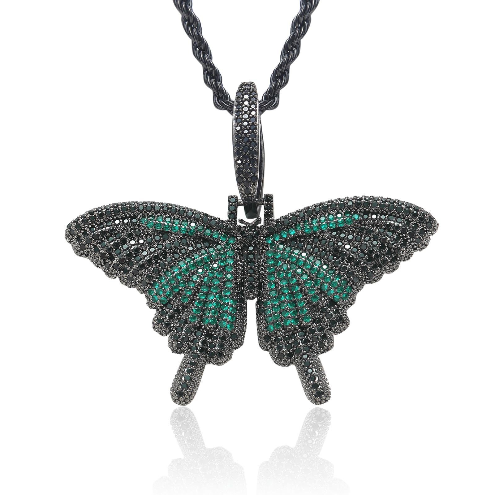 Luxury Moissanite Hip Hop Small Butterfly Pendant Color Ice Out Bling Trendy Unisex Couple Labubu Necklace Pass the diamond tester