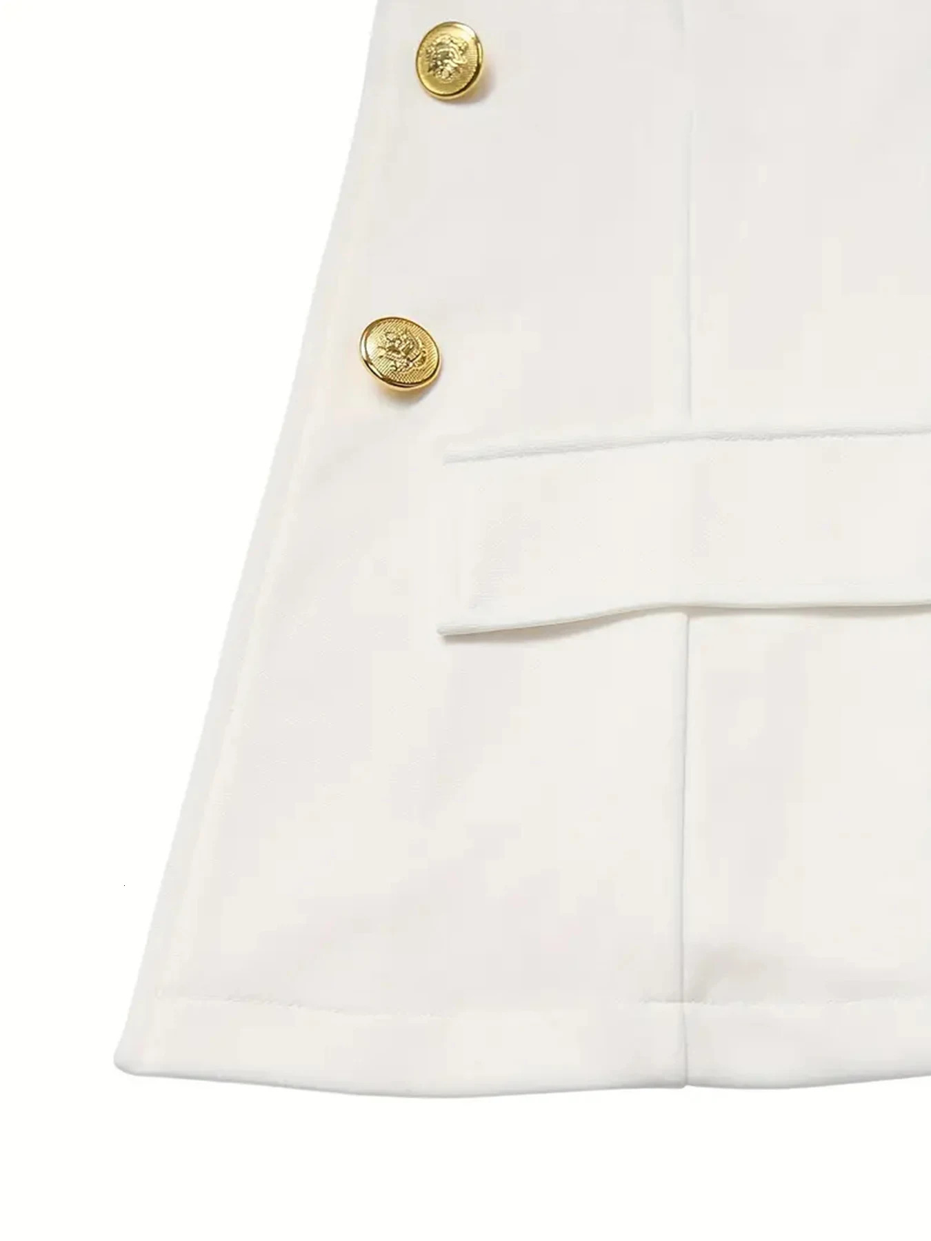 Womens White TwoPiece Suit Set Double Breasted Long Sleeved Lapel Jacket and High Waisted Slim Pants 250614