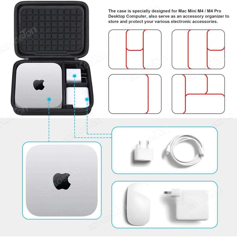 Hard Shell Travel Carrying Case M4 Desktop Computer Portable Protective Storage Bag For 2024 Mini M4/M4 Pro