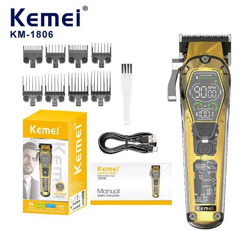 Kemei KM-1806 transparent body professional hair clipper three-speed adjustable rechargeable mens hair clipperXJ250624